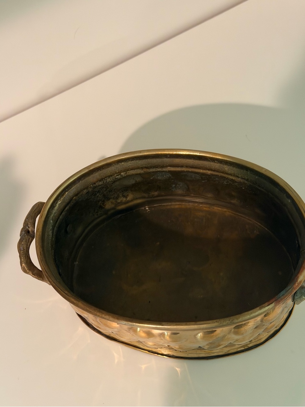 Vintage Oval Brass Planter with Handles - Picture 4 of 7